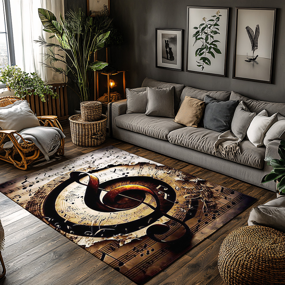 Golden Treble Clef Music Rug,  – обзор и цена Home Textiles Notes