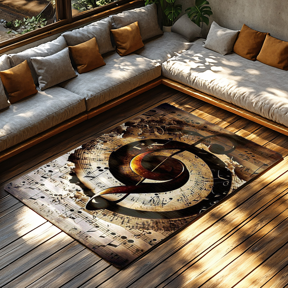 Golden Treble Clef Music Rug,  – обзор и цена Home Textiles Notes