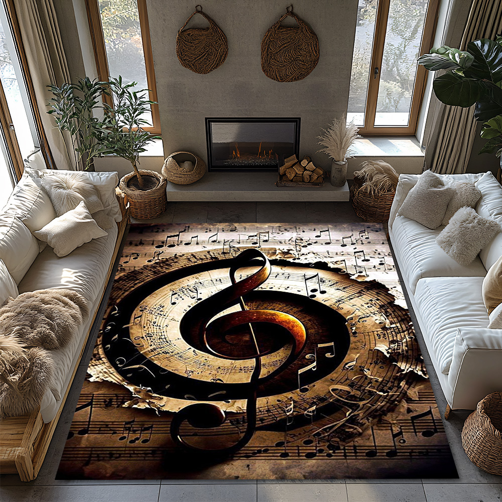 Golden Treble Clef Music Rug,  – обзор и цена Home Textiles Notes